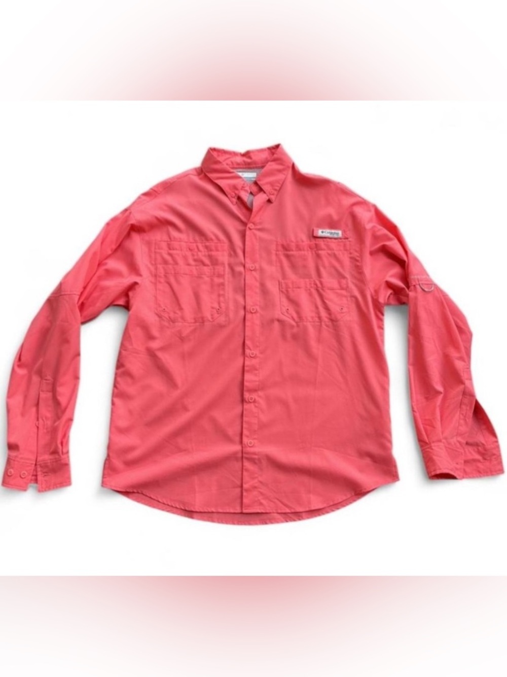 Preppy Utility Columbia Salmon Pink Long Sleeve Button-up Shirt